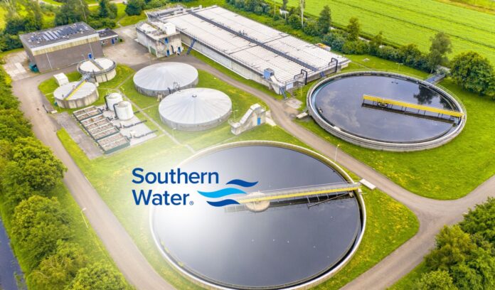 Arial view of a waste water treatment plant