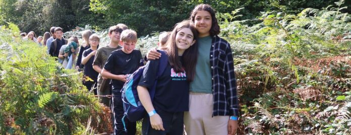 Pupils doing their sponsored walk