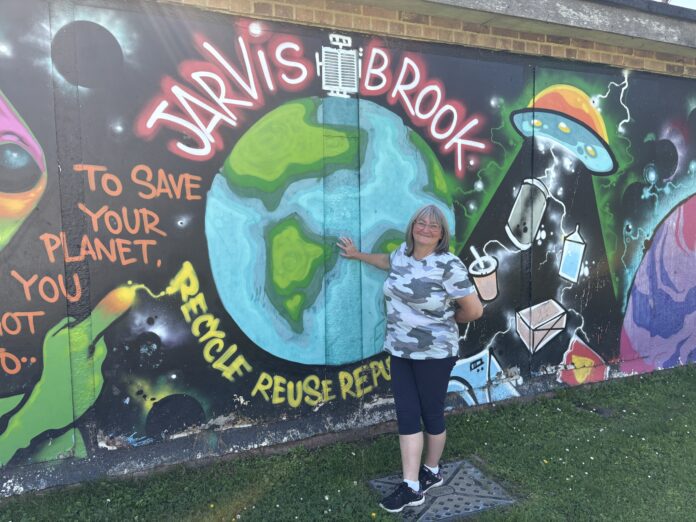 Bev Pashley standing outside the Jarvis Brook scrapstore which she hopes to transform into a new youth and arts centre