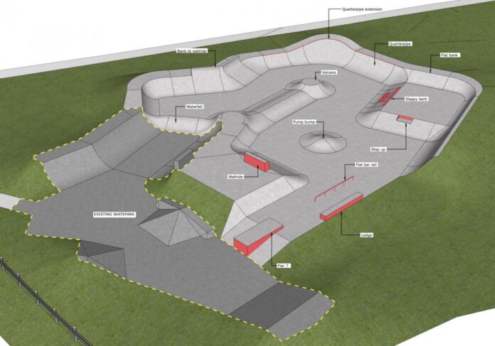 Planners visual of the extension to the Jarvis Brook skatepark