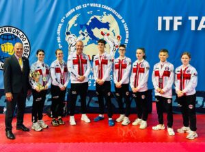 Taekwondo world champion Gaby Lear on the podium