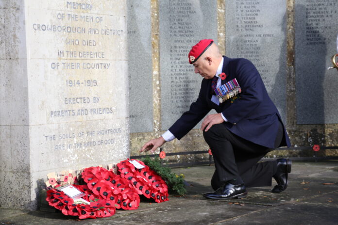 Wreath laying at Crowborough Remembrance service