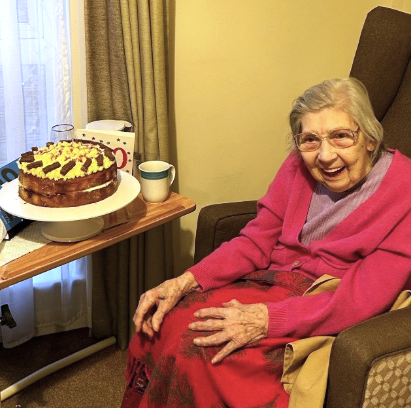 Birthday cake arrives for 100-year-old Margaret