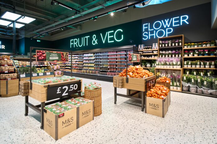 The interior of an M&S food store