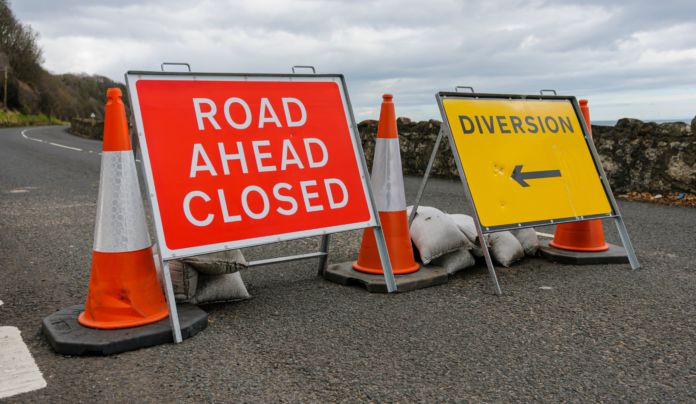 Road closed sign